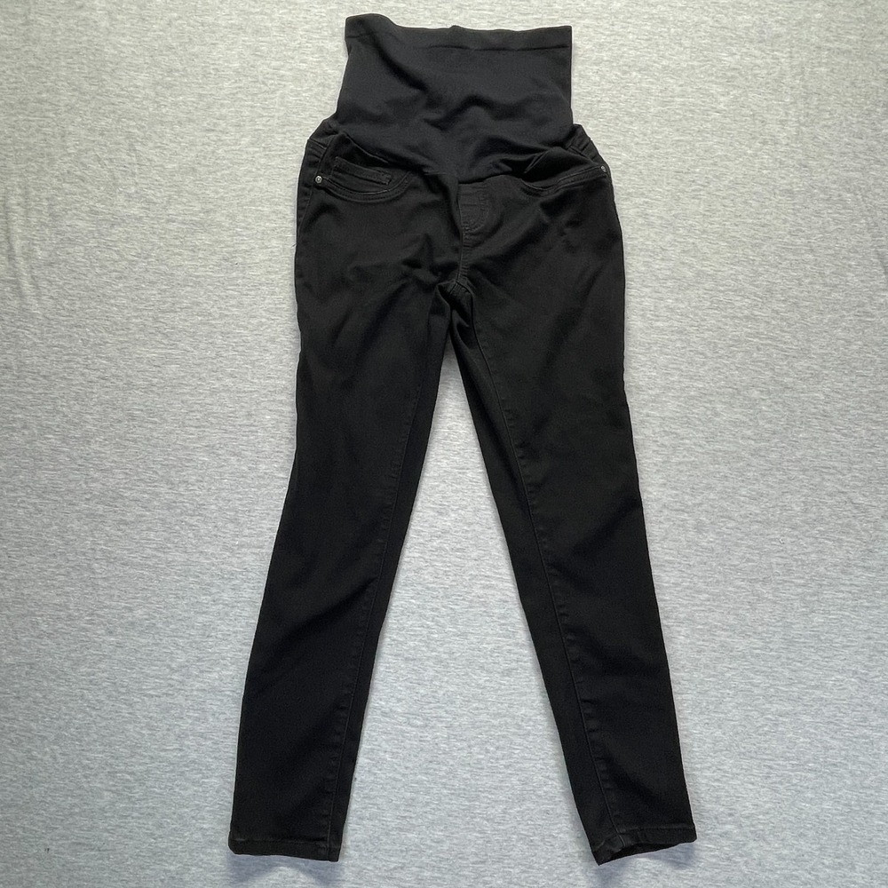 Sandpiper Maternity Skinny Jeans Womens Medium Black Denim Nylon Over Bump Waist